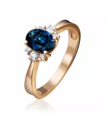 Кольцо из красного золота с сапфиром и бриллиантами 01-0343-00-105-1110-30 Platina Jewelry