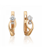 Серьги с английским замком из красного золота с бриллиантами 02-0365-00-101-1110-30 Platina Jewelry