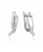 Серьги с английским замком из белого золота с бриллиантами 02-0434-00-101-1120-30 Platina Jewelry