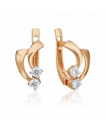 Серьги с английским замком из красного золота с бриллиантами 02-0468-00-101-1110-30 Platina Jewelry