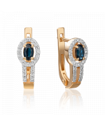 Серьги с английским замком из красного золота с сапфиром и бриллиантами 02-0857-00-105-1110-30 Platina Jewelry
