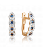 Серьги с английским замком из красного золота с сапфирами и бриллиантами 02-0943-00-105-1110-30 Platina Jewelry