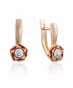 Серьги «Цветы» с английским замком из красного золота с бриллиантами 02-3911-00-101-1110-30 Platina Jewelry