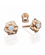 Серьги-пусеты «Цветы» из красного золота с бриллиантом 02-3941-00-101-1110-30 Platina Jewelry