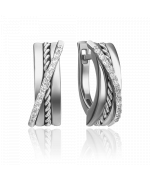 Серьги с английским замком из белого золота с бриллиантами 02-4341-00-101-1120-30 Platina Jewelry