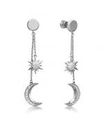 Серьги-пусеты «Луна и Солнце» из белого золота с фианитами 02-4460-00-401-1120-42 Platina Jewelry