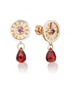 Серьги-пусеты «Обгоняя время» (пожелание удачи) из комбинированного золота с гранатами 02-4715-00-204-1111-75 Platina Jewelry