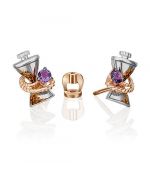 Серьги-пусеты «Мудрость жизни» из комбинированного золота с аметистом и эмалью 02-4873-00-203-1111 Platina Jewelry