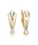 Серьги с английским замком из комбинированного золота с натуральным топазом white 02-5037-00-201-1121 Platina Jewelry