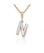 Подвеска «Буква N» из комбинированного золота с фианитами 03-3419-N-401-1111 Platina Jewelry