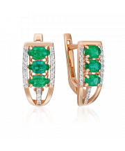 Серьги с английским замком из красного золота с изумрудами и бриллиантами 02-0713-00-106-1110-30 Platina Jewelry