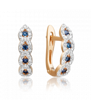 Серьги с английским замком из красного золота с сапфирами и бриллиантами 02-0943-00-105-1110-30 Platina Jewelry