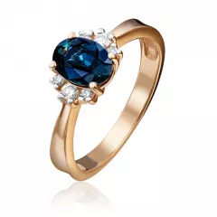 Кольцо из красного золота с сапфиром и бриллиантами 01-0343-00-105-1110-30 Platina Jewelry