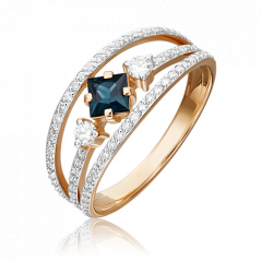 Кольцо из красного золота с сапфиром и бриллиантами 01-1423-00-105-1110-30 Platina Jewelry