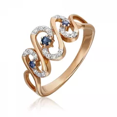 Кольцо из красного золота с сапфирами и бриллиантами 01-2255-00-105-1110-30 Platina Jewelry