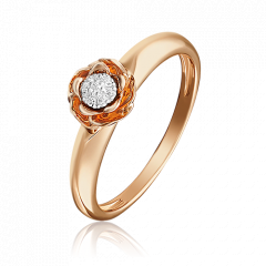 Помолвочное кольцо «Цветок» из красного золота с бриллиантами 01-4982-00-101-1110-30 Platina Jewelry