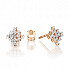 Серьги-пусеты из красного золота с бриллиантами 02-0361-00-101-1110-30 Platina Jewelry