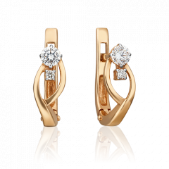 Серьги с английским замком из красного золота с бриллиантами 02-0365-00-101-1110-30 Platina Jewelry