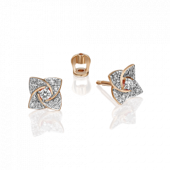 Серьги-пусеты из красного золота с бриллиантами 02-0845-00-101-1110-30 Platina Jewelry