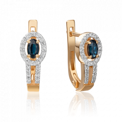 Серьги с английским замком из красного золота с сапфиром и бриллиантами 02-0857-00-105-1110-30 Platina Jewelry
