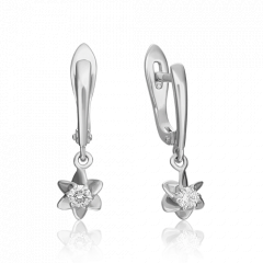 Серьги с английским замком из белого золота с бриллиантом 02-0934-00-101-1120-30 Platina Jewelry