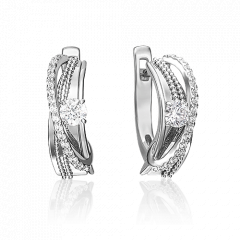 Серьги с английским замком из белого золота с бриллиантами 02-4265-00-101-1120-30 Platina Jewelry