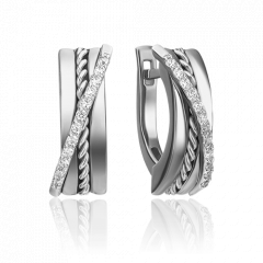 Серьги с английским замком из белого золота с бриллиантами 02-4341-00-101-1120-30 Platina Jewelry
