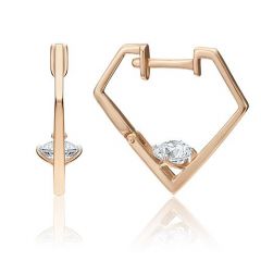Серьги с английским замком из красного золота с фианитом 02-4496-00-501-1110-38 Platina Jewelry