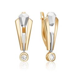 Серьги с английским замком из комбинированного золота с натуральным топазом white 02-5037-00-201-1121 Platina Jewelry