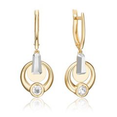 Серьги с английским замком из комбинированного золота с натуральным топазом white 02-5039-00-201-1121 Platina Jewelry