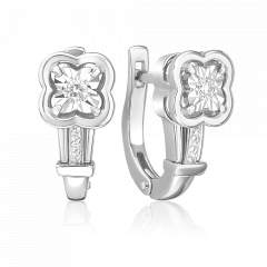 Серьги с английским замком из белого золота с бриллиантами 02-5239-00-101-1120 Platina Jewelry