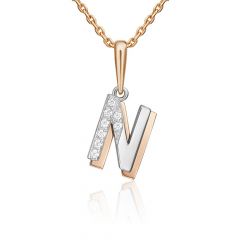 Подвеска «Буква N» из комбинированного золота с фианитами 03-3419-N-401-1111 Platina Jewelry