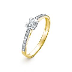 Кольцо из белого и желтого золота ЛЕТО 214-1300 с бриллиантами