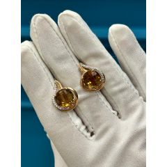 Золотые серьги 21802206 Granat