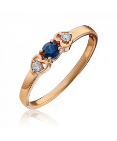 Кольцо из красного золота с сапфиром и бриллиантами 01-0471-00-105-1110-30 Platina Jewelry
