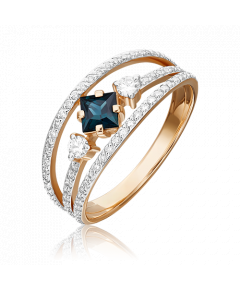 Кольцо из красного золота с сапфиром и бриллиантами 01-1423-00-105-1110-30 Platina Jewelry
