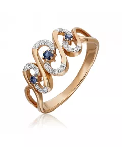 Кольцо из красного золота с сапфирами и бриллиантами 01-2255-00-105-1110-30 Platina Jewelry