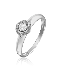 Помолвочное кольцо «Цветок» из белого золота с бриллиантами 01-4982-00-101-1120-30 Platina Jewelry