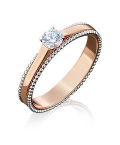 Помолвочное кольцо из комбинированного золота с фианитом 01-5048-00-501-1111-38 Platina Jewelry