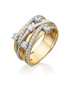 Кольцо из комбинированного золота с фианитами 01-5367-00-401-1121-24 Platina Jewelry