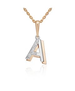 Подвеска «Буква А» из комбинированного золота с фианитами 03-3418-А-401-1111 Platina Jewelry