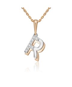 Подвеска «Буква R» из комбинированного золота с фианитами 03-3419-R-401-1111 Platina Jewelry