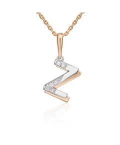 Подвеска «Буква Z» из комбинированного золота с фианитами 03-3419-Z-401-1111 Platina Jewelry