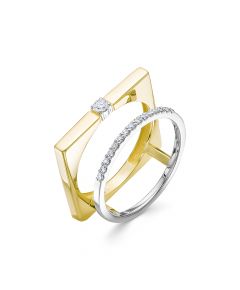 Кольцо из белого и желтого золота ЛЕТО 763-1320 c бриллиантами