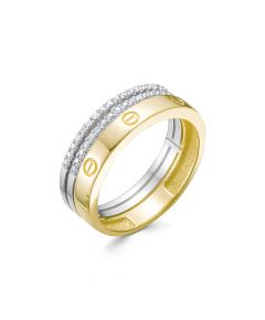 Кольцо из белого и желтого золота ЛЕТО 768-1320 c бриллиантами