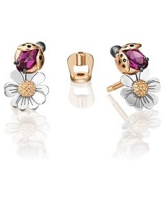 Серьги-пусеты из комбинированного золота с аметистом и эмалью02-4701-00-204-1111-75 Platina Jewelry