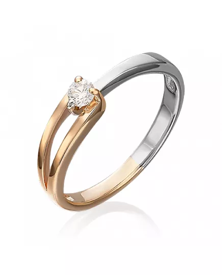 Кольцо из комбинированного золота с бриллиантом 01-0441-00-101-1111-30 Platina Jewelry