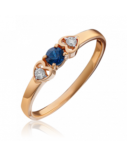 Кольцо из красного золота с сапфиром и бриллиантами 01-0471-00-105-1110-30 Platina Jewelry