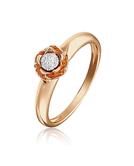 Помолвочное кольцо «Цветок» из красного золота с бриллиантами 01-4982-00-101-1110-30 Platina Jewelry