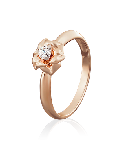 Помолвочное кольцо «Цветок» из красного золота с бриллиантом 01-5018-00-101-1110-30 Platina Jewelry